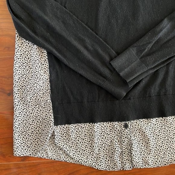 Loft Black Light Long Sleeve Sweater Sheer Star Cheetah Print Back Blouse - Picture 3 of 11